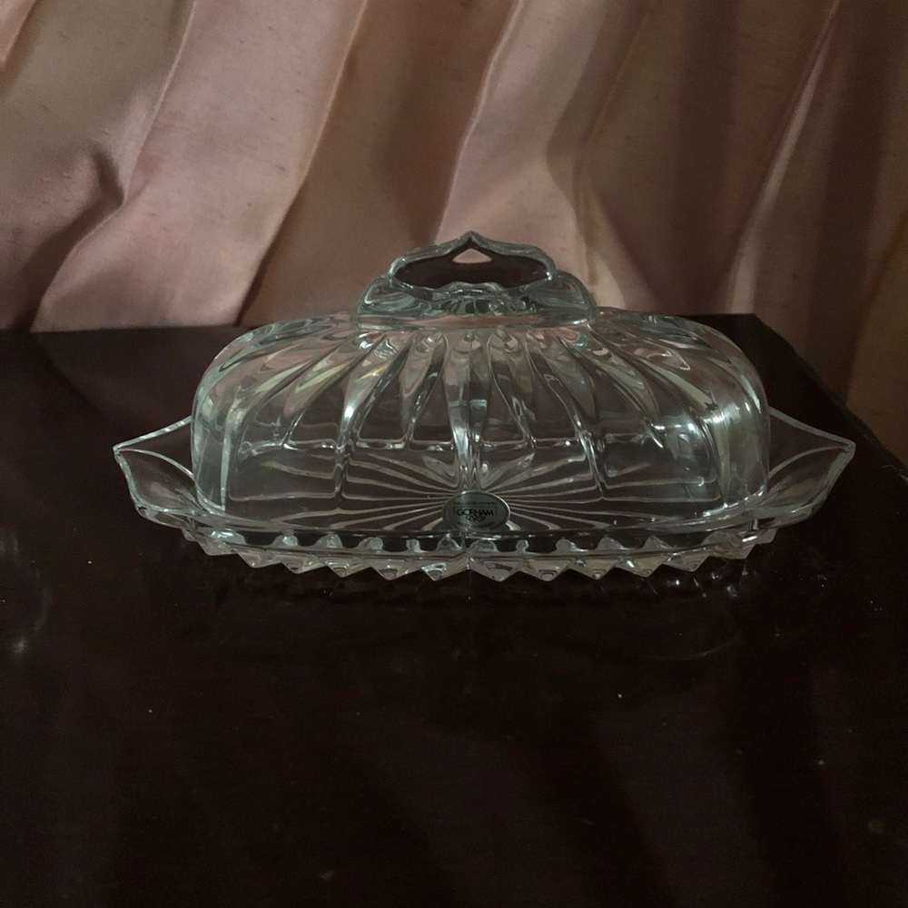 Gorham Crystal Lotus 1/4 pound Covered Butter Dish discontinued